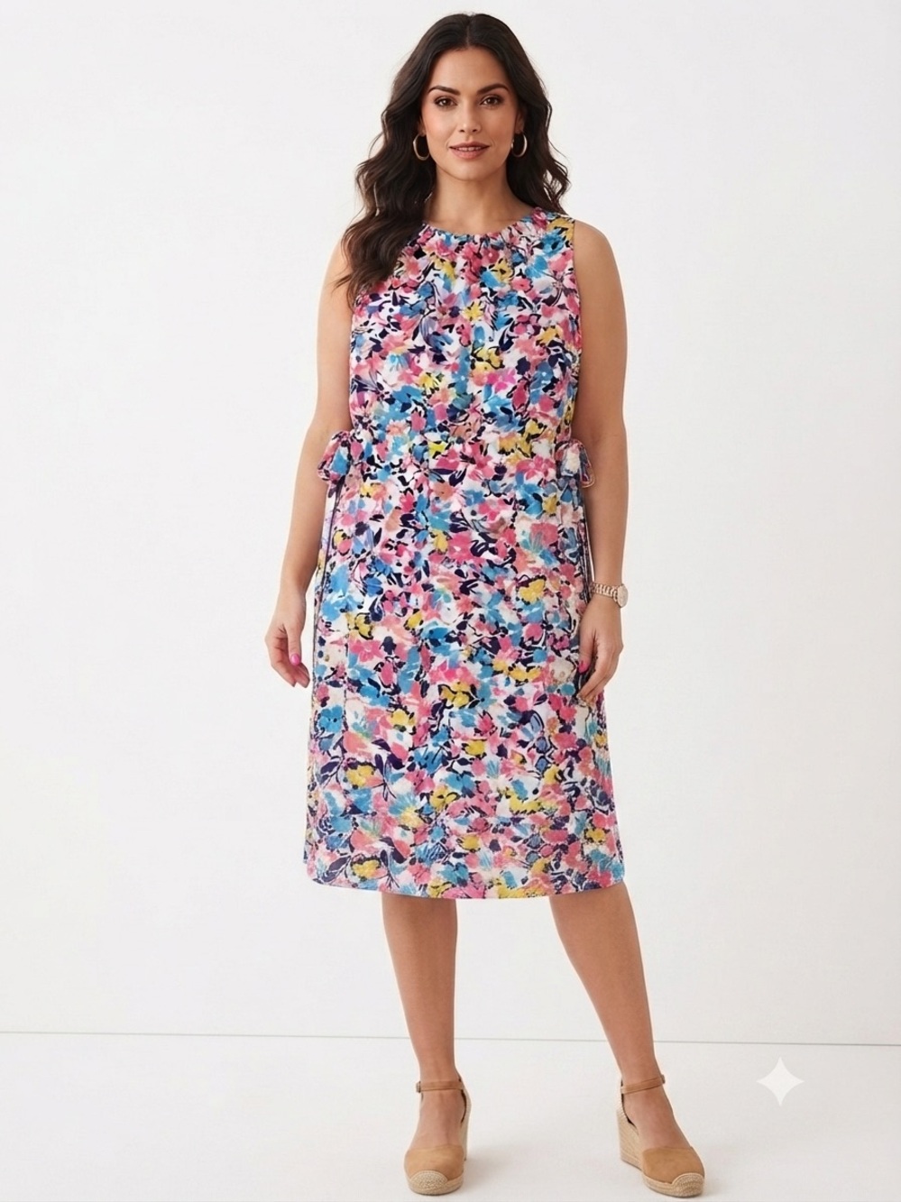 Juicy Couture Women's Floral Print Sleeveless Dress Size XXL 2XL Side Ties